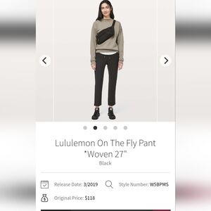 Lululemon On The Fly Pant Sz 8 Black